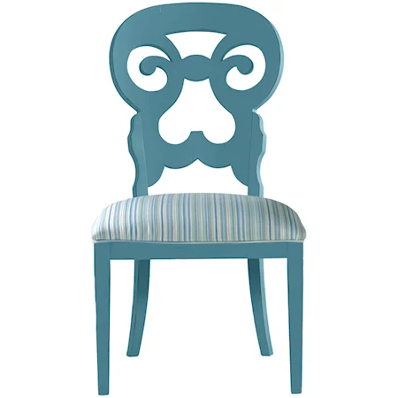 Wayfarer Side Chair with Seaside Sea Glass Upholstery